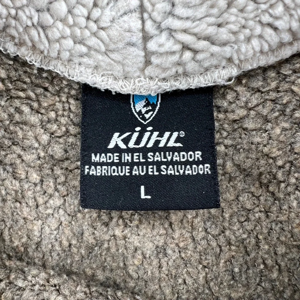 KUHL Alfpaca Fleece Pullover Mens Large Brown Mock Neck Sherpa Lined Gorpcore